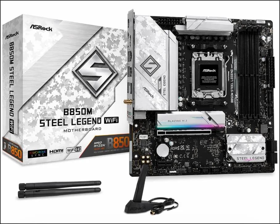 Motherboard (AM5) Asrock B850M Steel Legend DDR5 (MB-B850M Slwifi) (90-MXBS20-A0UAYAZ)