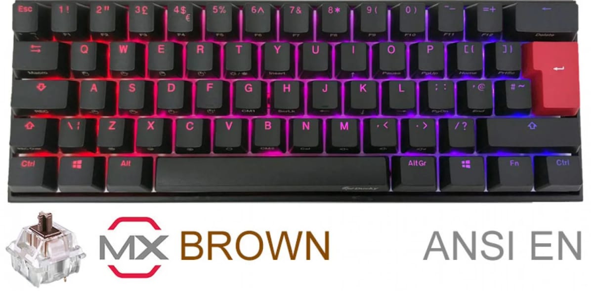 Teclado Gamer Ducky Mecha Mini RGB Cherry Brown RGB Pbt Double-Shot 60