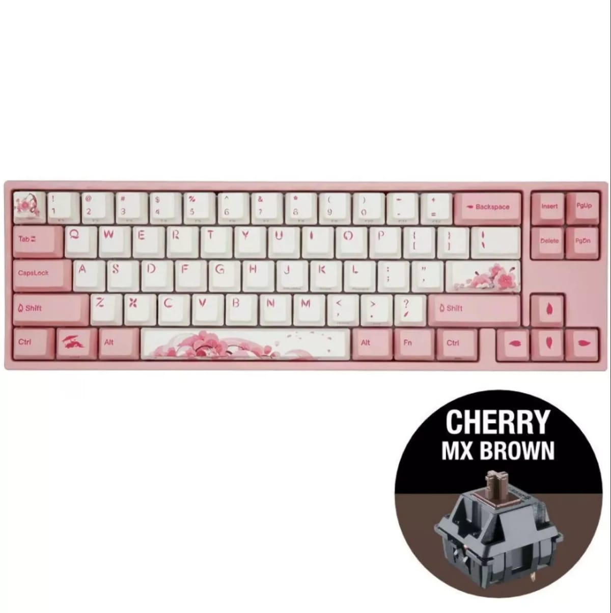 Teclado Mecanico Ducky Miya Pro Sakura V2 Switch Cherry MX Brown Ingles Pbt Iluminacion LED Blanco