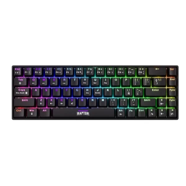 Teclado Gamer Raptor Fireclaw M68 Wireless Mecanico Retroiluminado Red Outemu