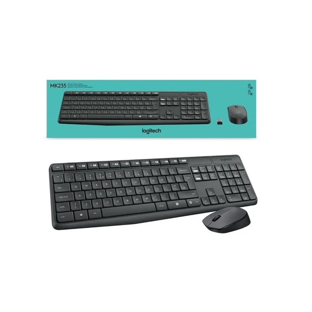 Teclado + Mouse Logitech MK235 Wireless Black Latino