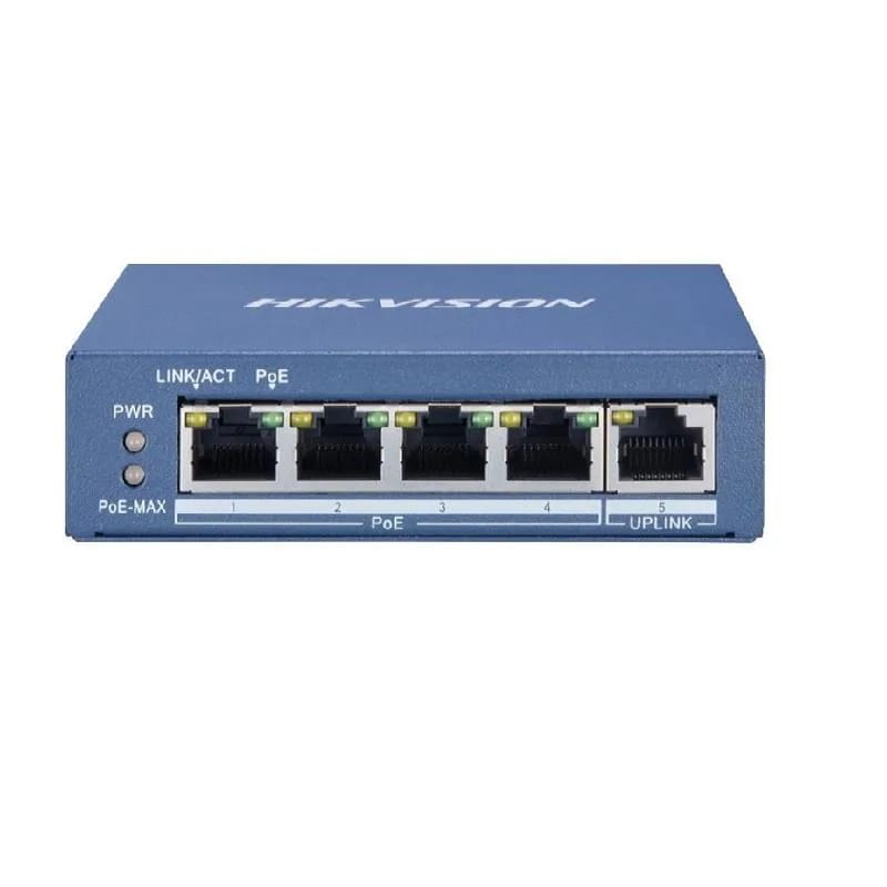 Switch PoE Hikvision 5 puertos Gigabit 4 PoE 60W DS-3E0505P-E