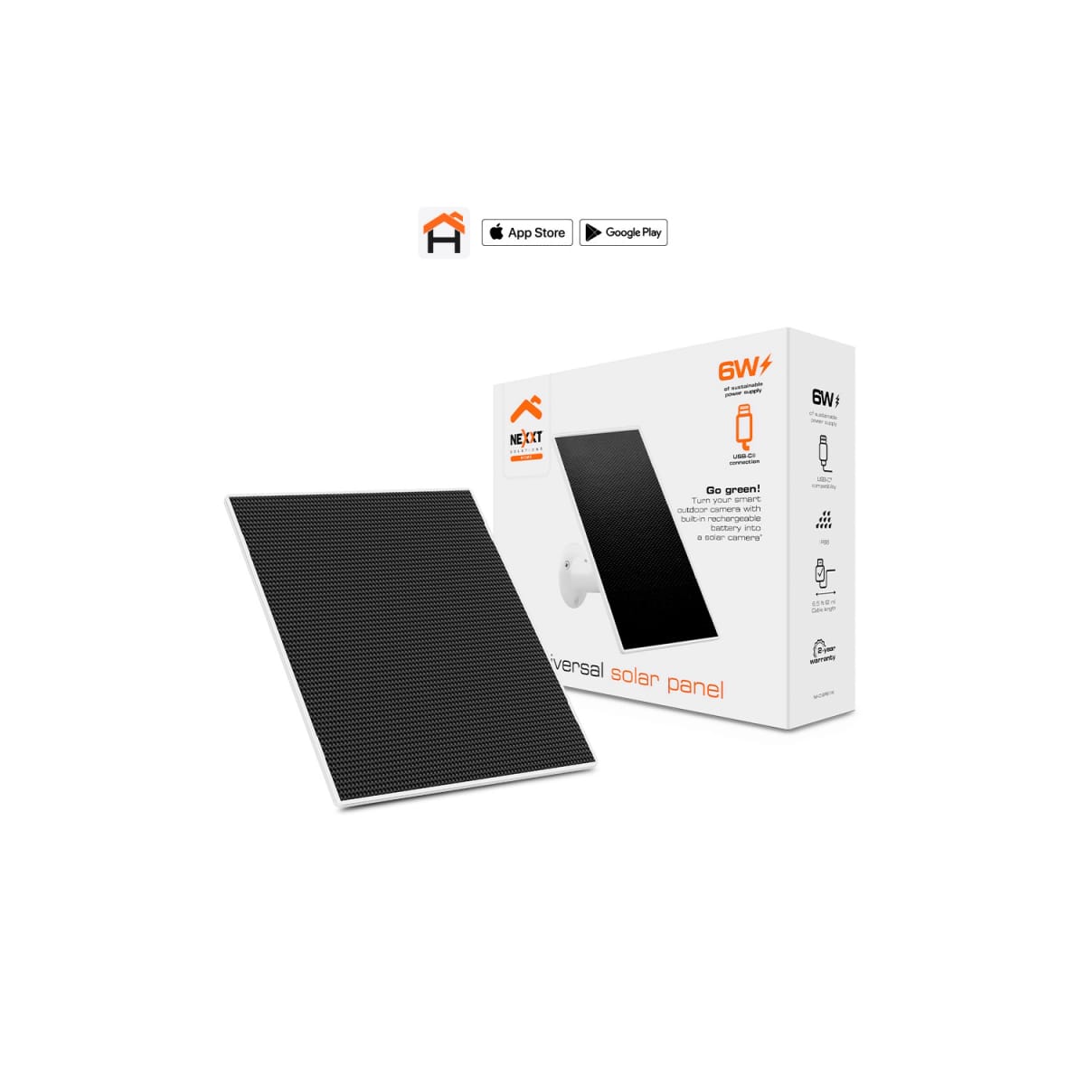 Panel solar universal Nexxt 6W para cámaras de interior y exterior NHC-SP61W