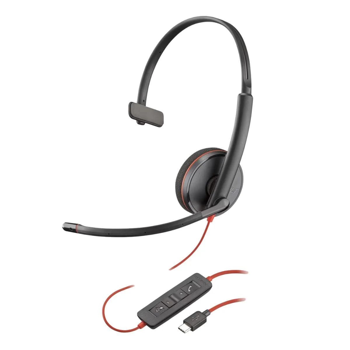 Auriculares monoaurales USB-C Poly Blackwire 3210 + adaptador USB-C/A Bulk - 8X214A6