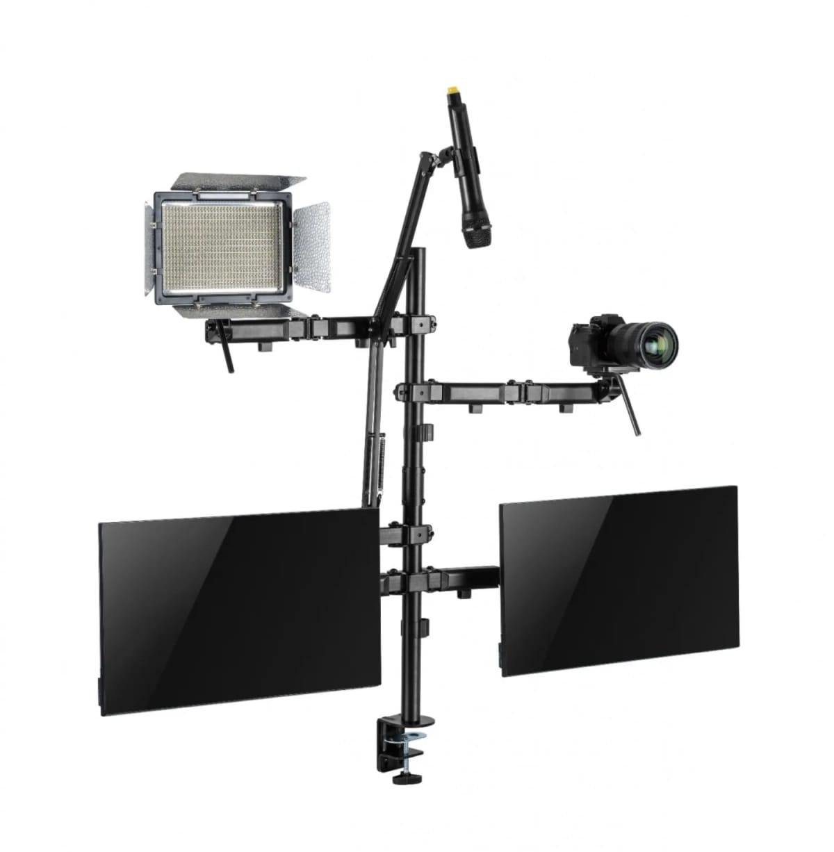 Soporte Intelaid de Escritorio Setup 2 Moni Camara Cam Mic Luz It-Sdm