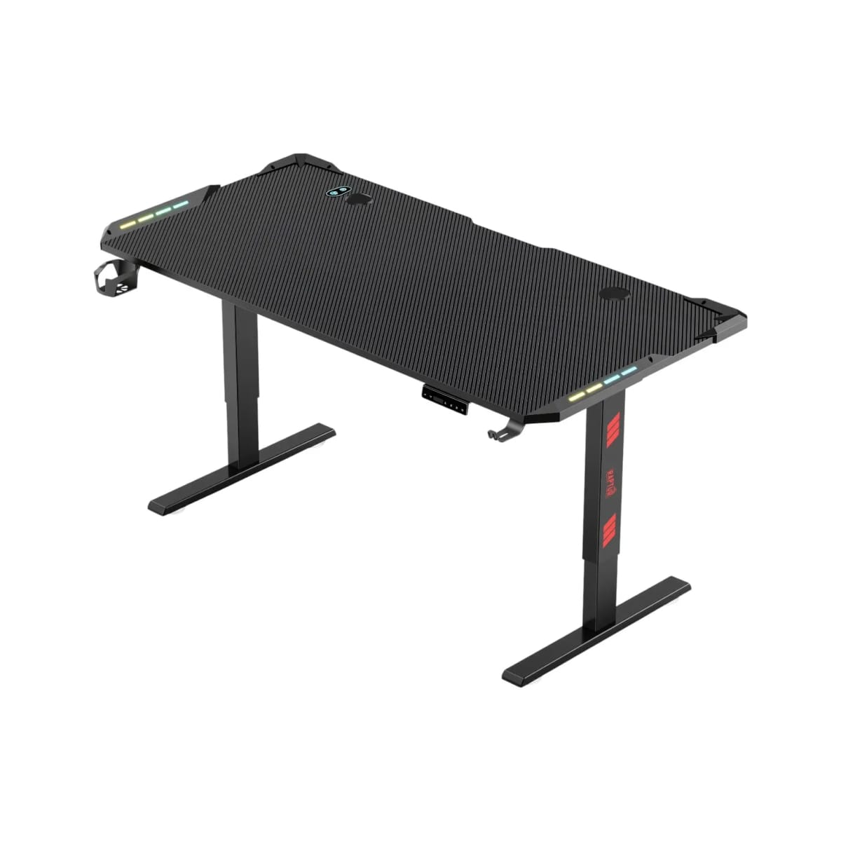 Escritorio Gamer Raptor Glow Station RGB con elevacion h/80kg con portavasos + porta auricular