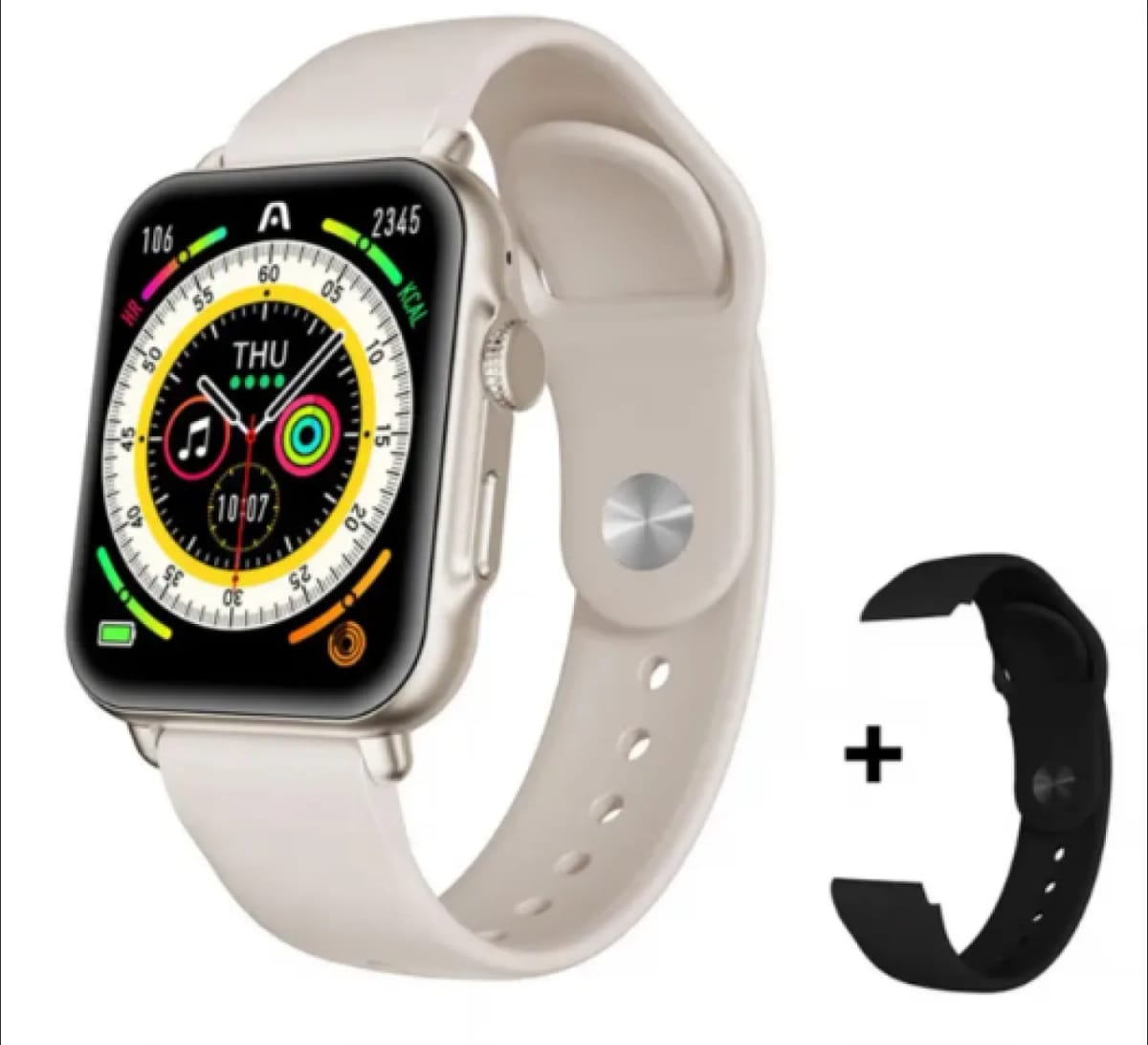 Smartwatch Argomtech S55 Astral Beige Aluminium 2 Straps Incluided Black y Beige 1.96 IPS Display