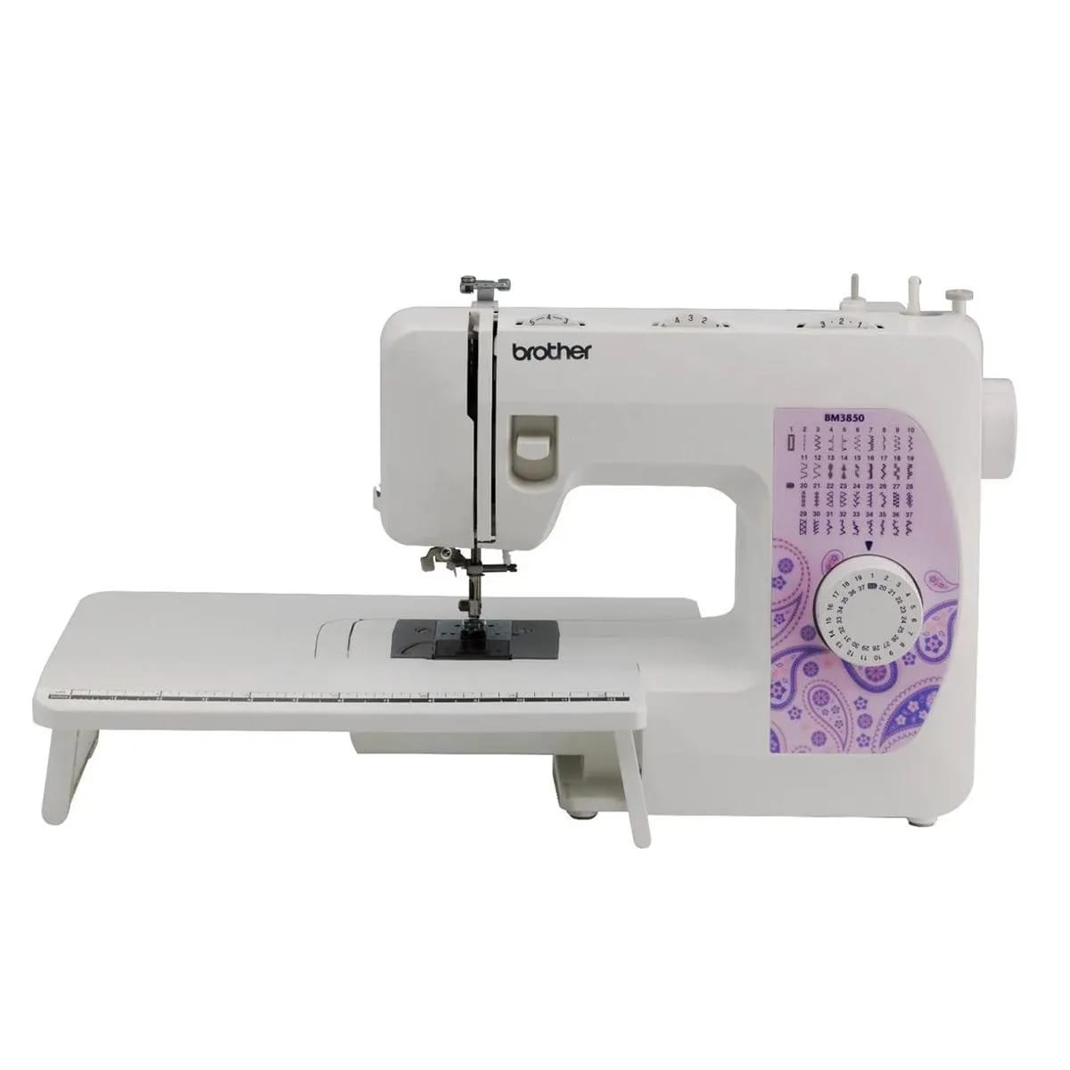Máquina de coser Brother BM3850 mecánica de 37 puntadas y con mesa extensible