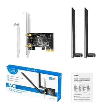 Adaptador Cudy de Red PCIE Doble Banda WIFI 5 AC1300 (WE1300)