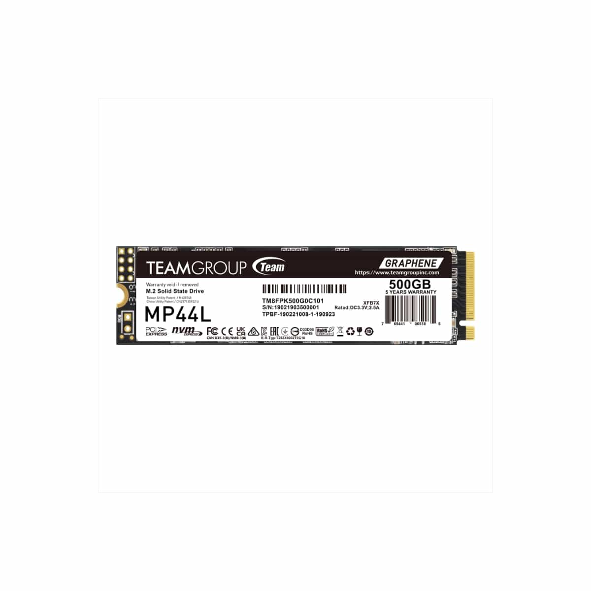 Disco Interno SSD TEAM GROUP MP44L 500GB M.2 NVMe PCIe 4.0 5000MB/s
