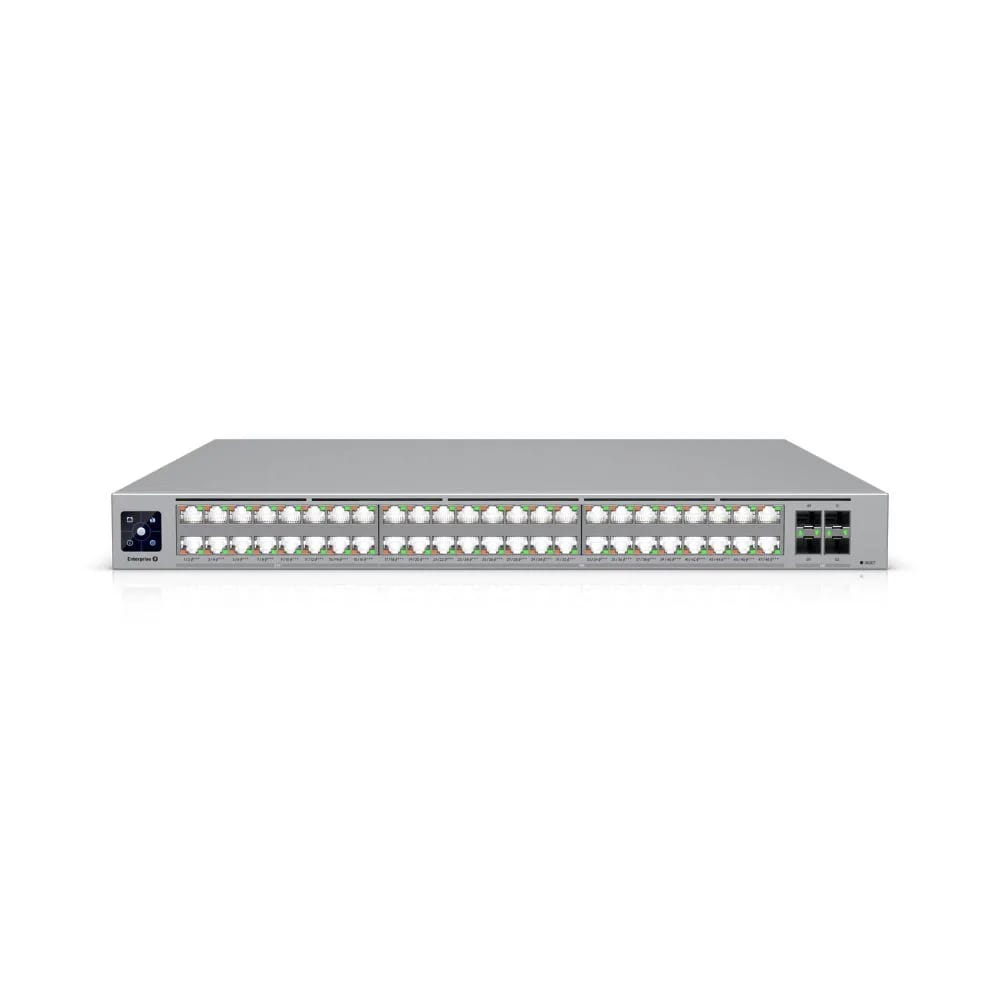 Enterprise-grade 48-port, Layer 3 Etherlighting™ PoE+++ switch with high-capacity 10 GbE RJ45 and 25G SFP28 connections for high availability system design