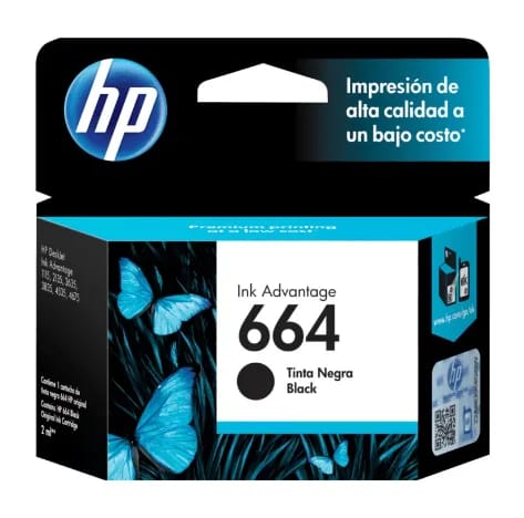 F6V29AL Cartucho de Tinta HP 664 Negro