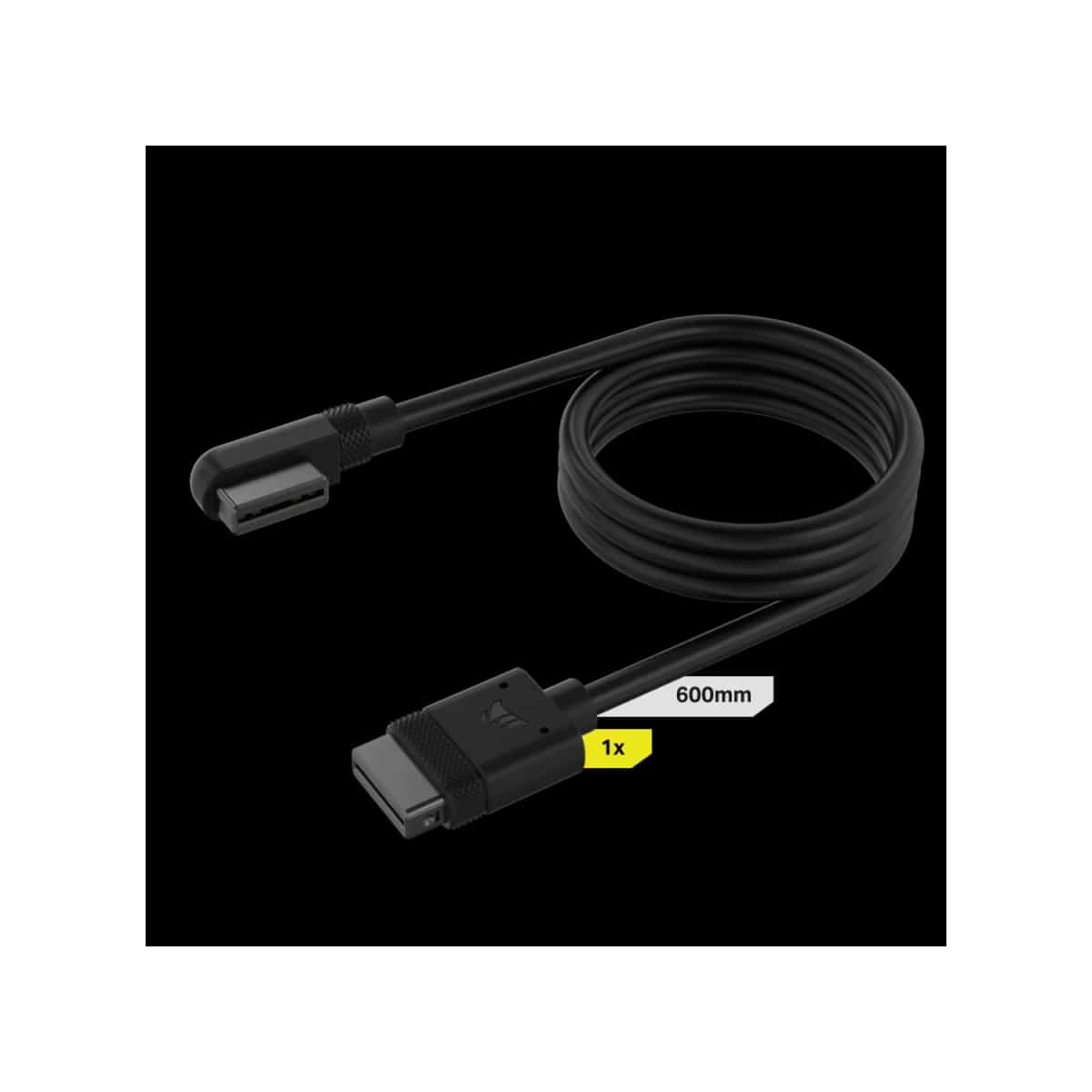 Cable CORSAIR iCUE LINK 1x 600mm con conector 90° negro