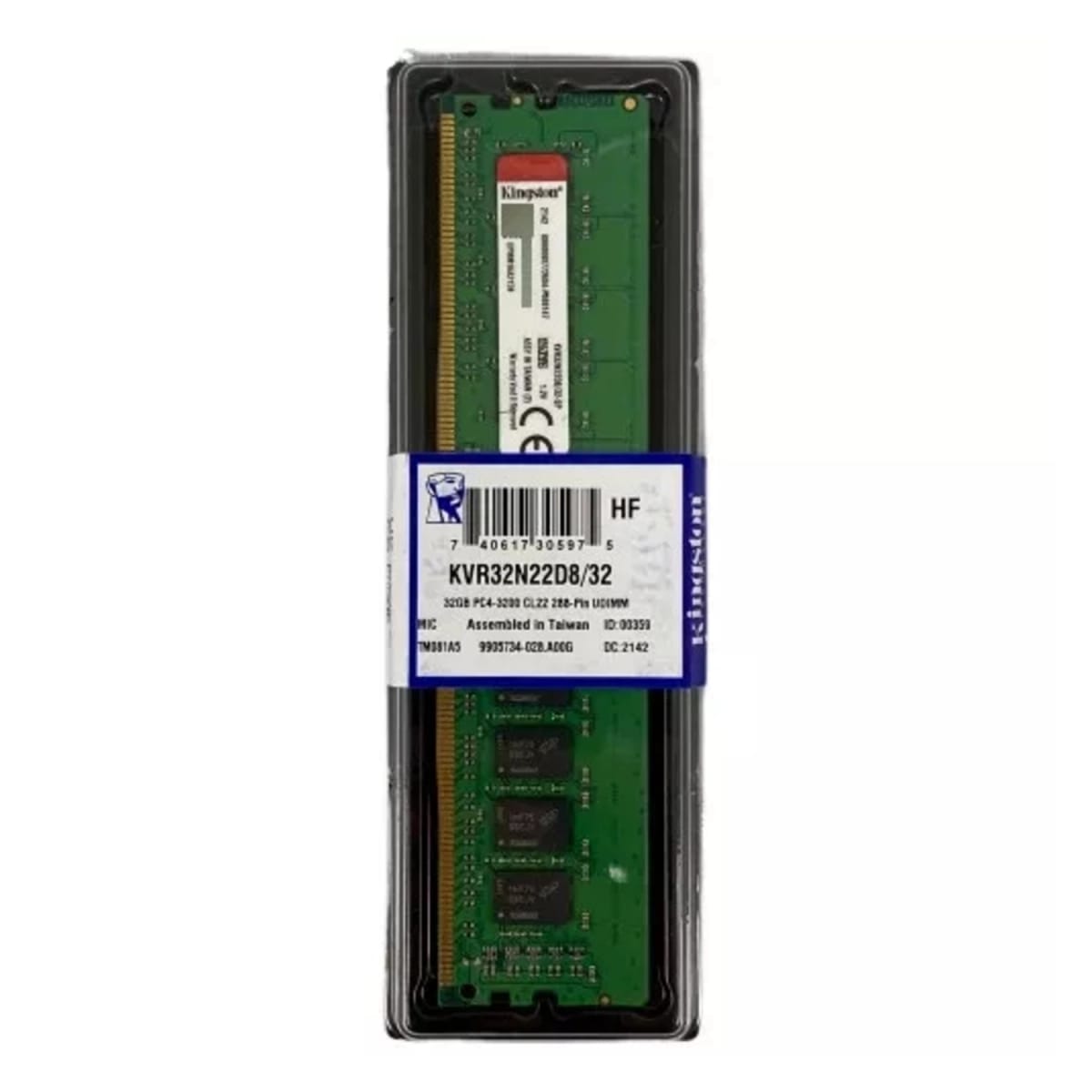 Memoria RAM Kingston DIMM DDR4 32GB 3200MHz CL22 KVR32N22D8/32