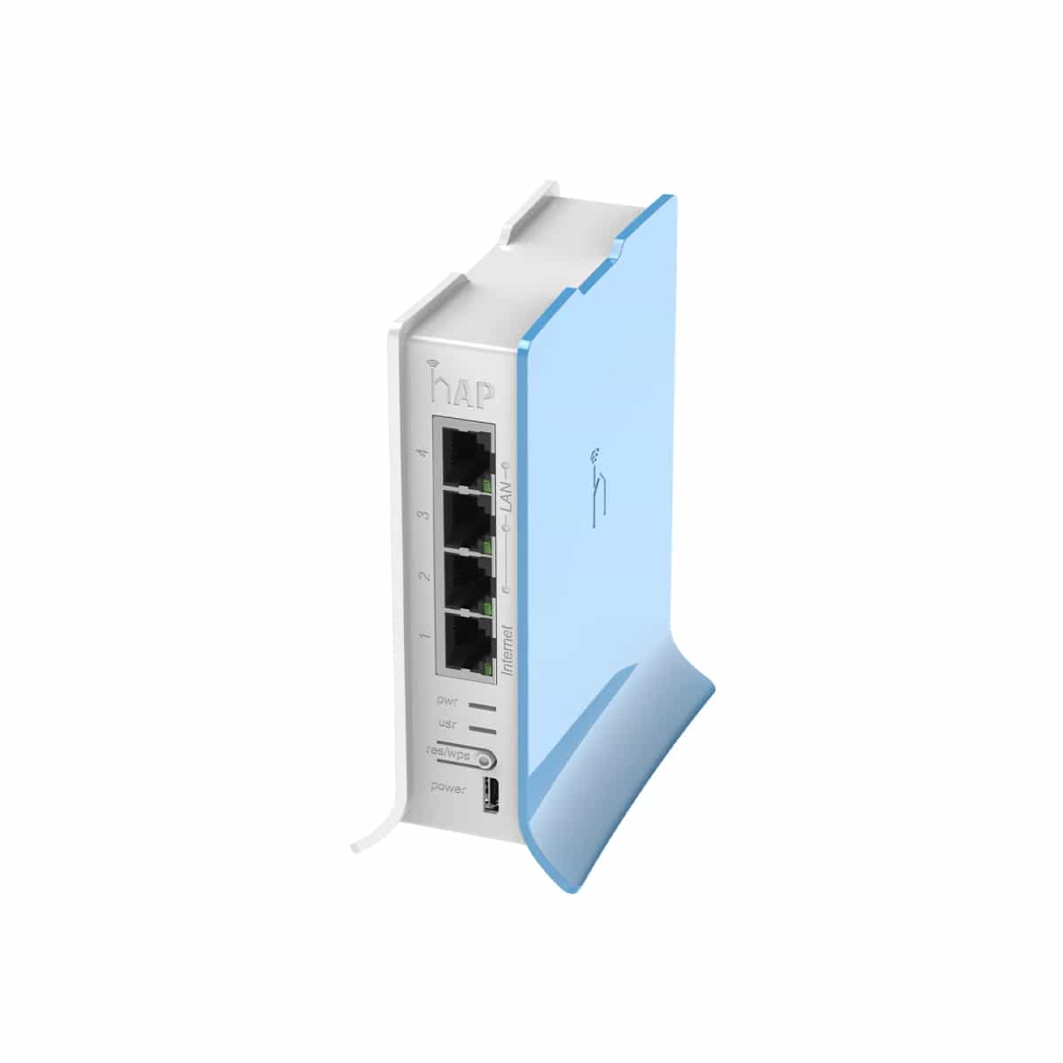 hAP lite with 650MHz CPU, 32MB RAM, 4xLAN, built-in 2.4Ghz 802.11b/g/n 2x2 two chain wireless with integrated antennas, RouterOS L4, tower case, PSU
