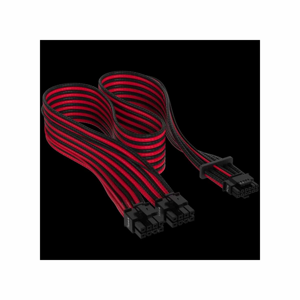 Cable con fundas individuales PCIe Gen 5 12V-2x6 de 600 W y 12 4 patillas con funda individual, Type 4, ROJO/NEGRO