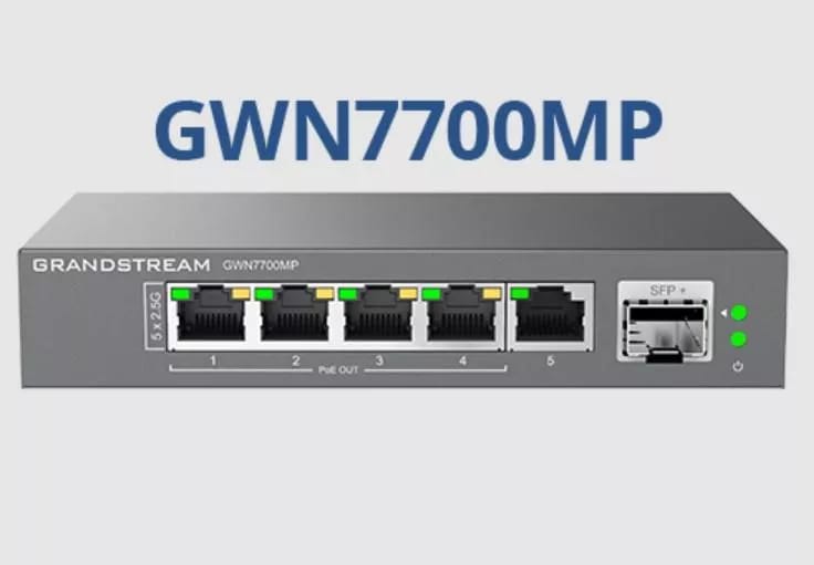 Grandstream Switch 5PORT 2.5GB con 4 POE + 1 SFP NO Admin 57 W Total Capacidad Switching 4.5GBPS con Fuente