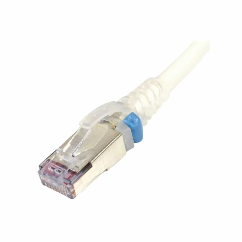Copper, Patch Cord, RJ45, RJ45, Category 6A, S/FTP, T568A/B, Stranded, CM/LSOH-1, White Cable, Clear Boot,03 Feet, Bulk Pack,28 AWG