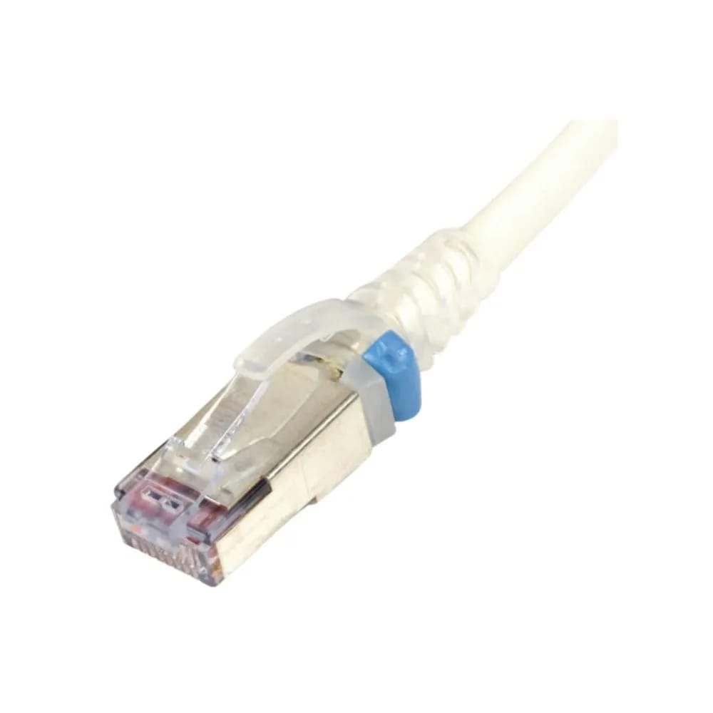 Copper, Patch Cord, RJ45, RJ45, Category 6A, S/FTP, T568A/B, Stranded, CM/LSOH-1, White Cable, Clear Boot,03 Feet, Bulk Pack,28 AWG