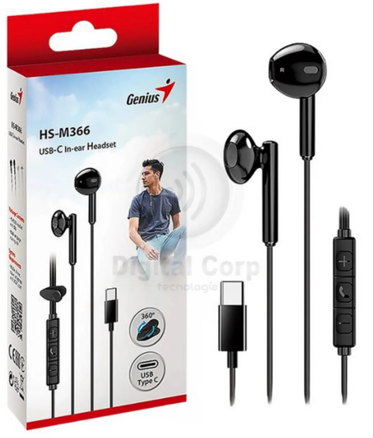 Auriculares IN Ear Usb-C Genius HS-M366 Black