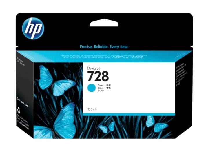 Cartucho de tinta HP 728 Cian 130 ml DesignJet F9J67A