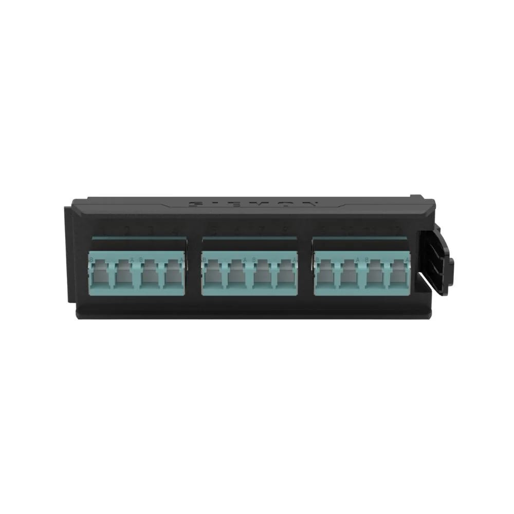 Fiber, Adapter Plate, LightVerse, 12 Fiber, LC Shutter, Flat, Blue Adapter, Black Housing, Ceramic Sleeve