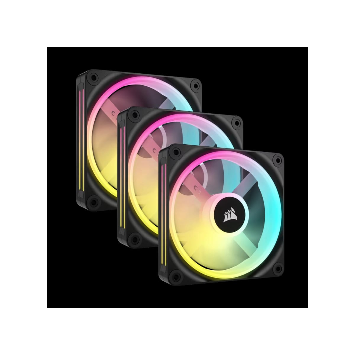 Kit de ventiladores CORSAIR PWM de 120 mm QX120 RGB x3 negro con iCUE Link