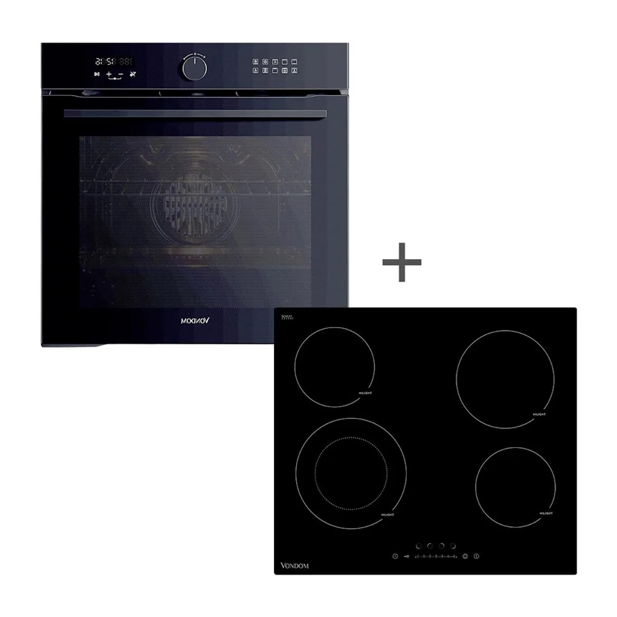 Combo Cocción Vondom - Horno Digital Empotrable 60 Cm + Anafe Vitrocerámica 60 Cm