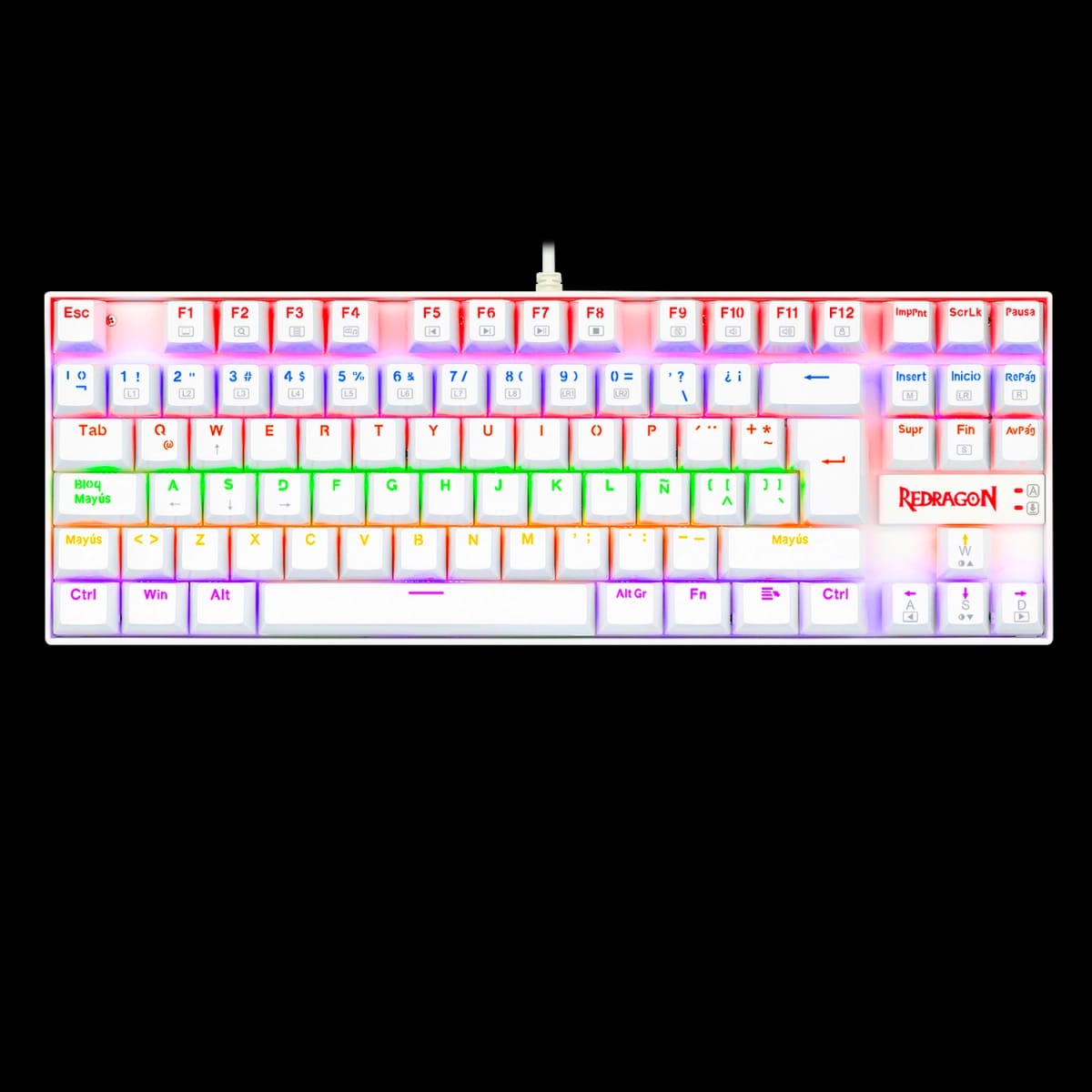 Teclado Redragon Kumara 2 K552 Rainbow Blanco