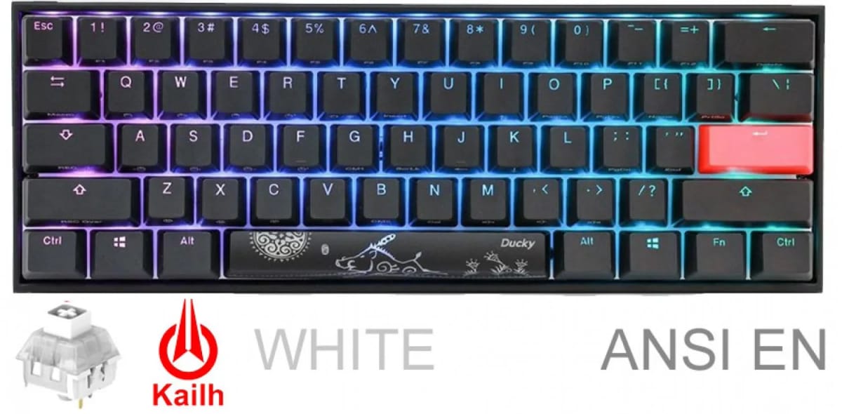 TECLADO GAMER DUCKY MECHA MINI v2 RGB Kailh BOX White PBT DOUBLE-SHOT