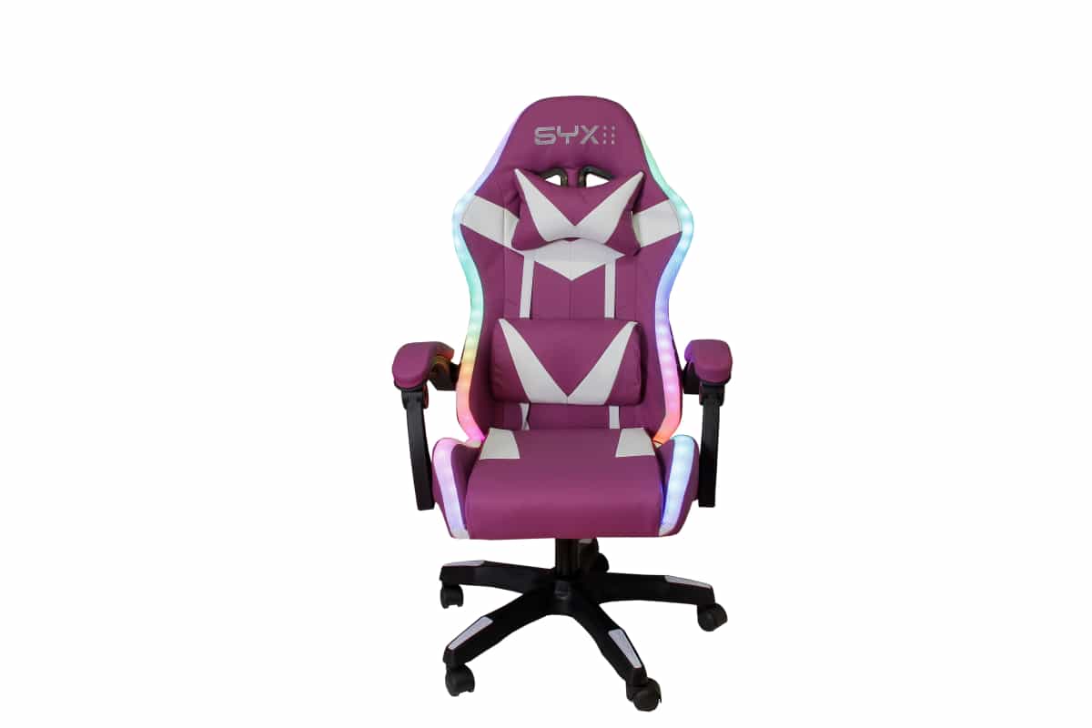 Silla Gamer Syx GC-S02 Pw Purpura Blanco RGB
