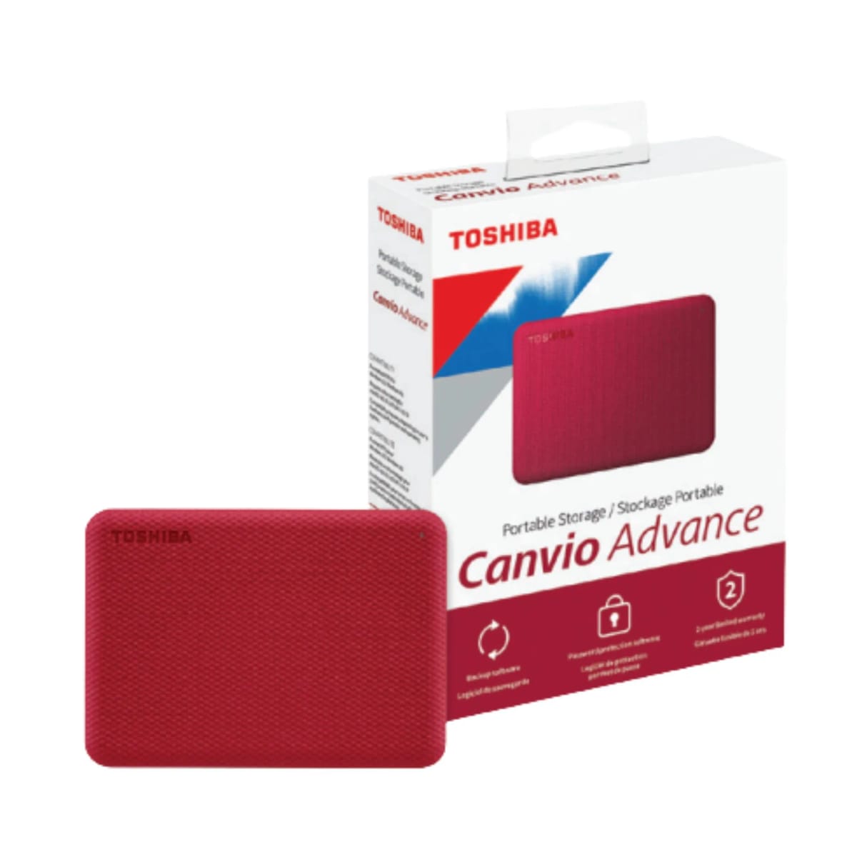 Disco rigido HDD externo Toshiba Canvio Advance 2TB Rojo USB 3.0 Portátil HDTCA20XR3AA
