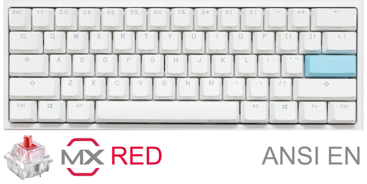 Teclado Gamer Ducky One 2 Mini Pure White RGB Version Gaming Cherry MX Red Double-Shot Pbt Mecanico