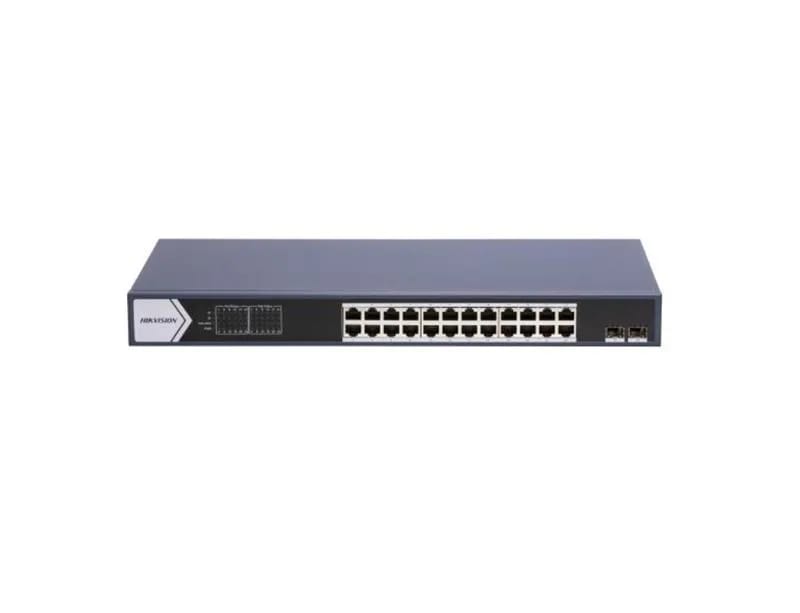 Switch PoE Hikvision no administrado 24 puertos Gigabit + 2 SFP 225W DS-3E0526P-E/M (B)