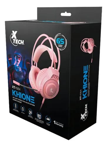 Auricular gamer con micrófono XTech Khi USB Rosa XTH-564