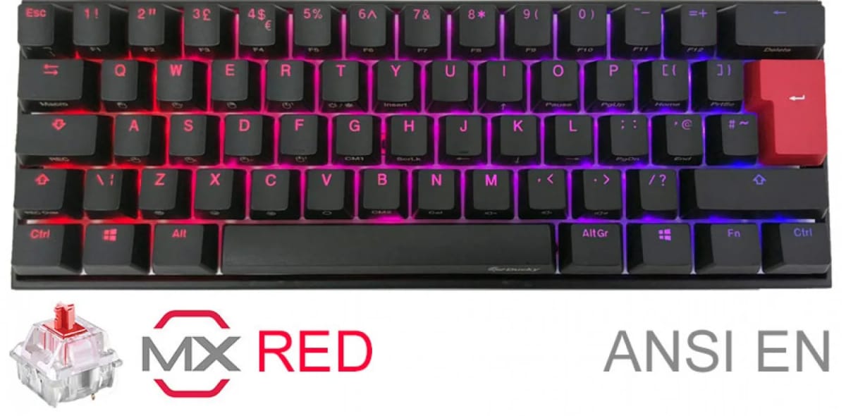 Teclado Gamer Ducky Mecha Mini RGB Cherry Red RGB Pbt Double-Shot 60