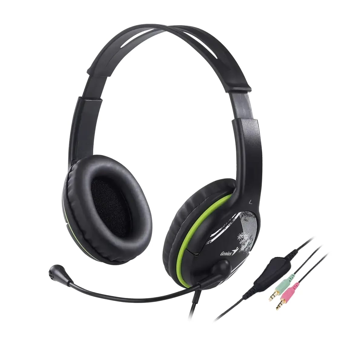 Auricular con Mic Genius HS-400A, Green, +Single Jack Cable