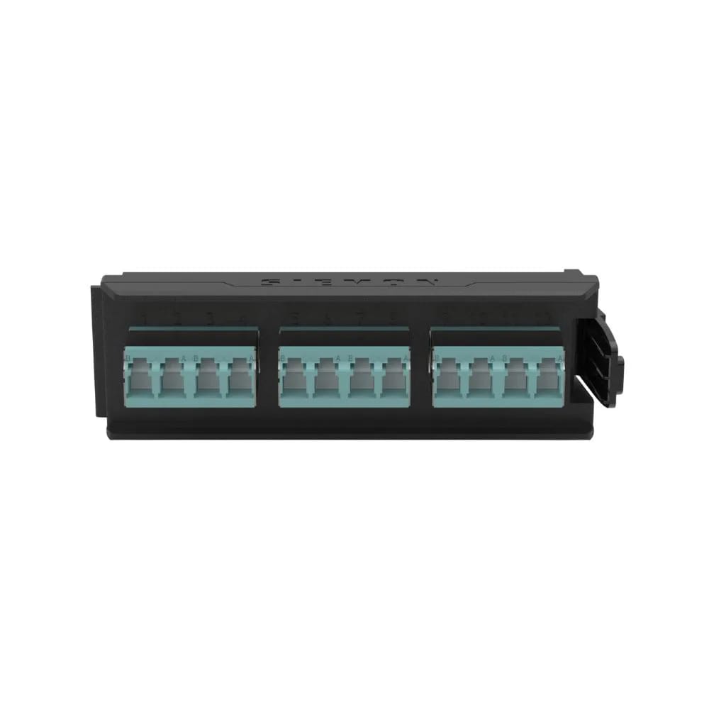 Fiber, Adapter Plate, LightVerse, 12 Fiber, LC Shutter, Flat, Aqua Adapter, Black Housing, Ceramic Sleeve