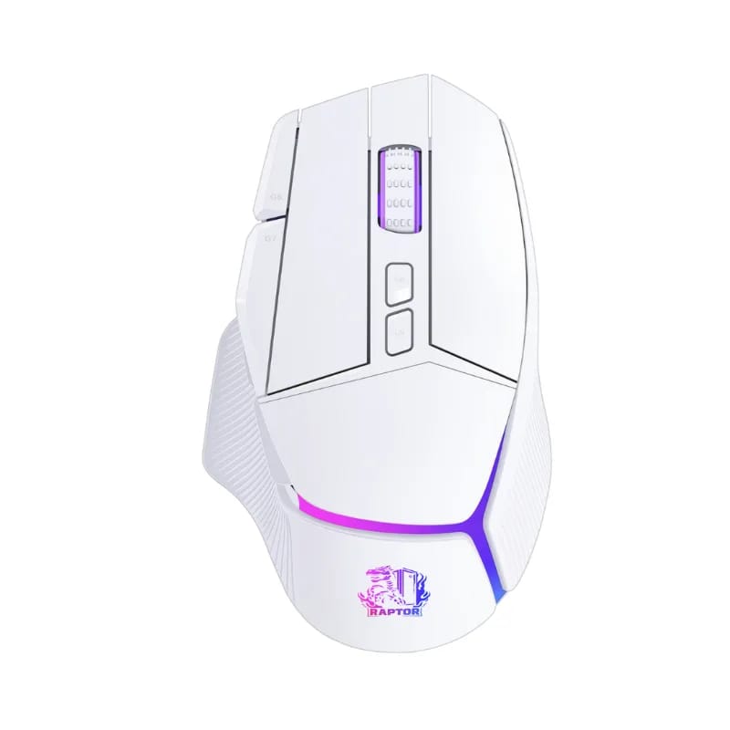Mouse Gamer Raptor Storm Grip Wireless 9 botones 24000dpi retroiluminado con soft White