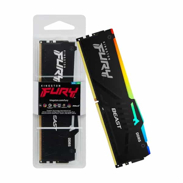 Memoria Ram UDIMM Kingston Fury Beast 8GB DDR5 6000MHz CL36 1.35V Single Negro RGB