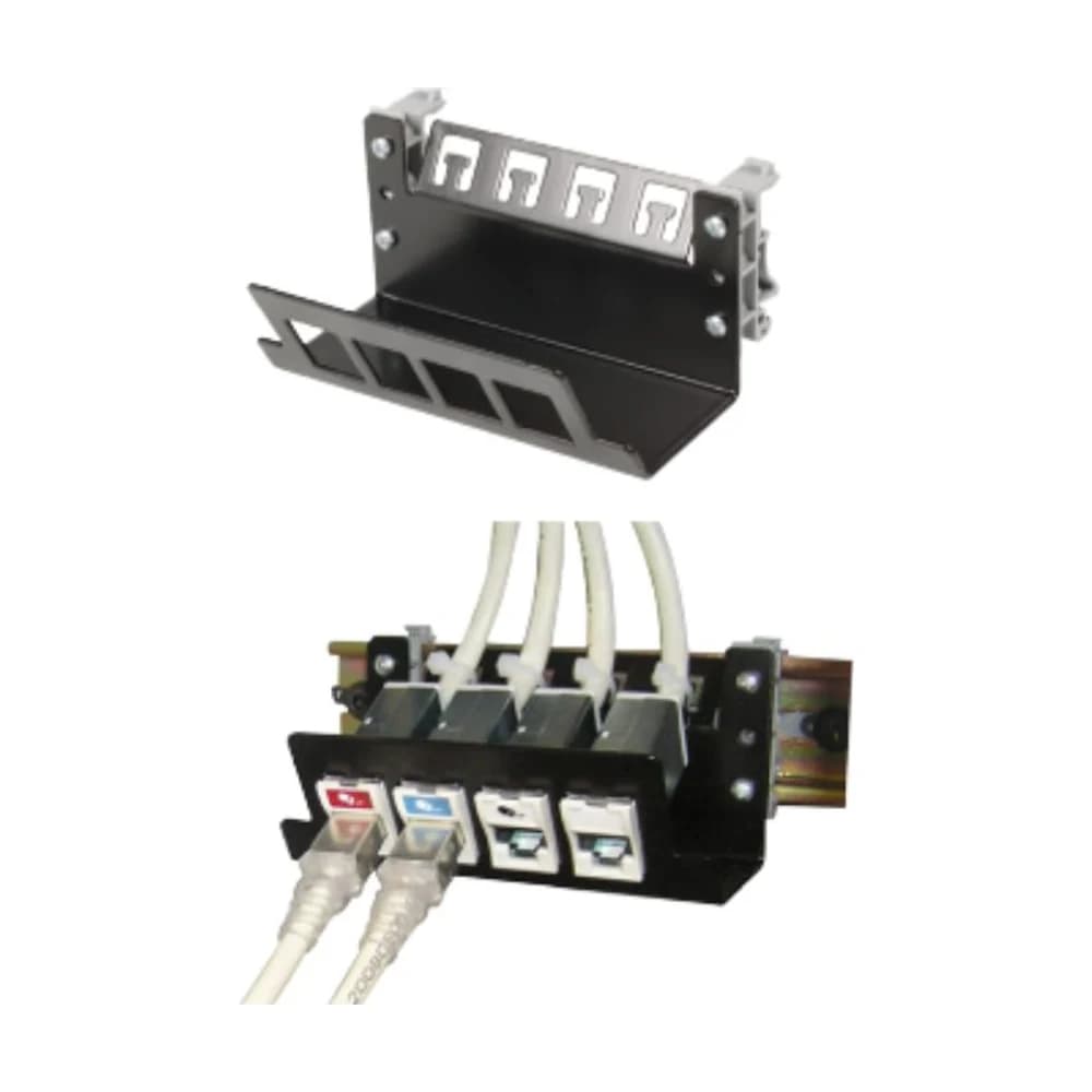 Patch panel Siemon reforzado vacío UTP 4 aberturas para riel DIN negro DIN-PNL-04-01