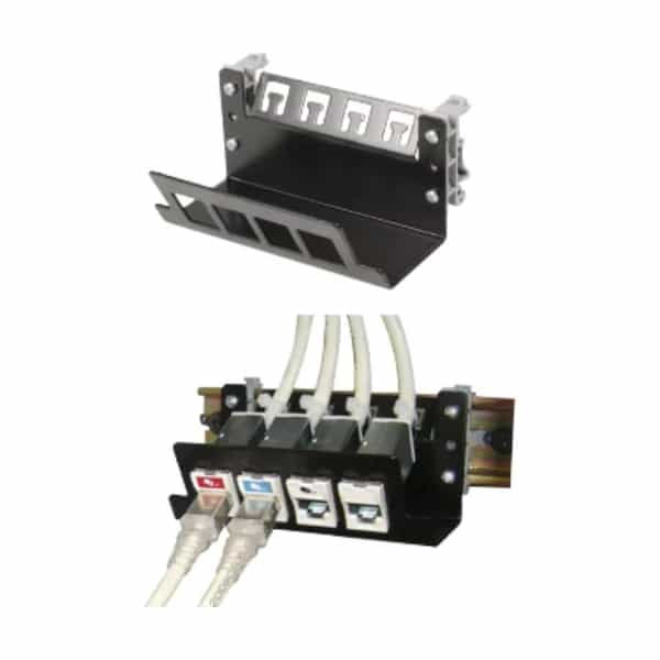 Patch panel Siemon reforzado vacío UTP 4 aberturas para riel DIN negro DIN-PNL-04-01