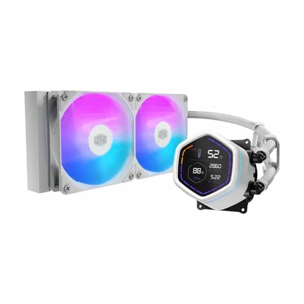 Water Cooler Cooler Master MasterLiquid Core NEX Digital 240 2 Fans 120mm ARGB White