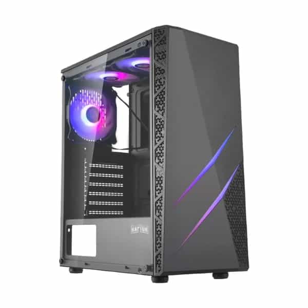 Gabinete Raptor Blaze Force V2 TG Mid-Tower 3 fans RGB con botón de control