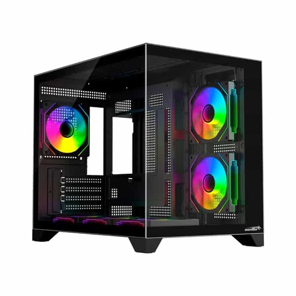 Gabinete gamer Sentey A20 Pro ATX 6 fans ARGB doble vidrio templado negro A20PRO-BLK
