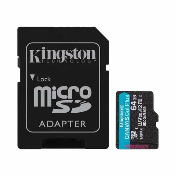 Tarjeta de Memoria Kingston Canvas Go Plus Gen4 MicroSDXC 64GB UHS-I U3 V30 200MB/s con adaptador