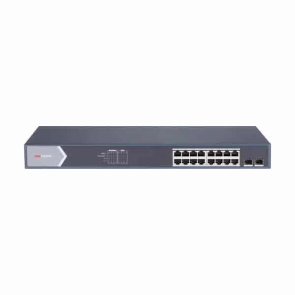 Switch PoE Hikvision smart-managed 16 puertos Gigabit PoE + 2 SFP 225W DS-3E1518P-SI