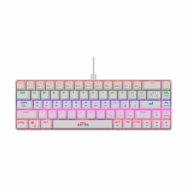 Teclado Gamer Raptor Fireclaw M68 Mecánico Retroiluminado Switch Red Outemu White