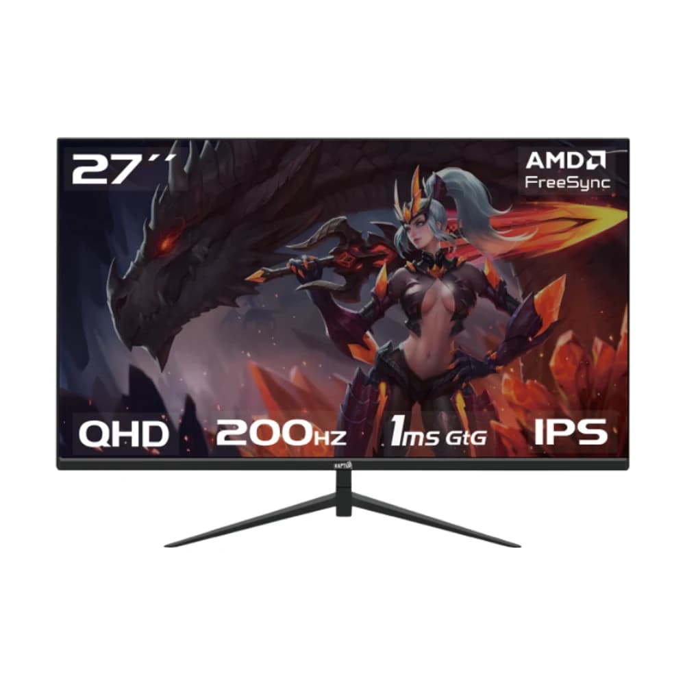 Monitor gamer Raptor Hawk Eye 27" Frameless IPS QHD 200Hz 1ms HDMI-DP Negro