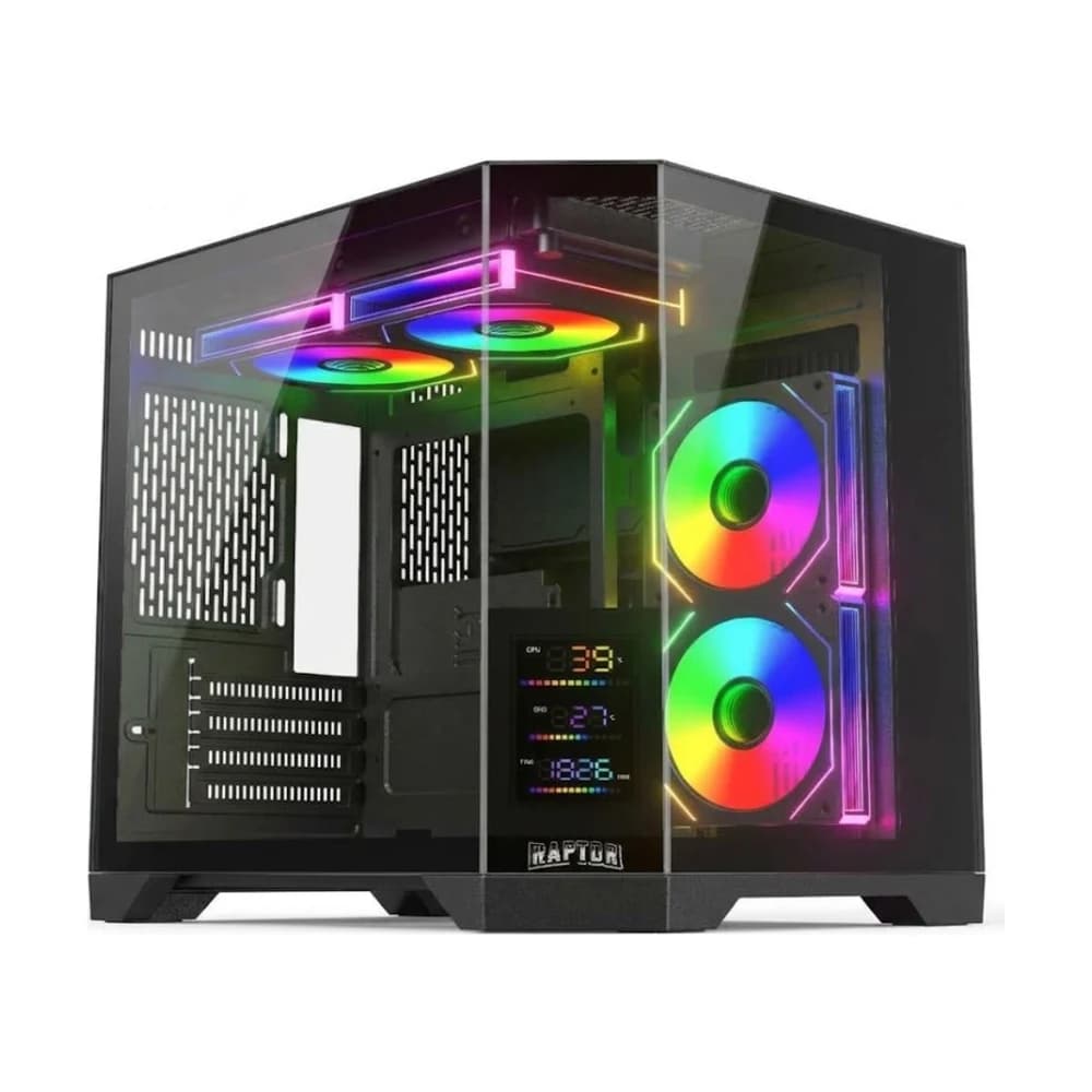 Gabinete Raptor Eclypse PRO TG x2 Mid-Tower ARGB Fan x4 con display